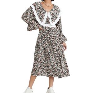 Sister Jane Niece Floral Oversized Bib Midi Dress